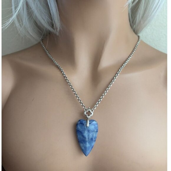 Brighton Silver Plated TOLEDO WITH LOVE Blue Quartz Heart Pendant Necklace - Picture 1 of 6